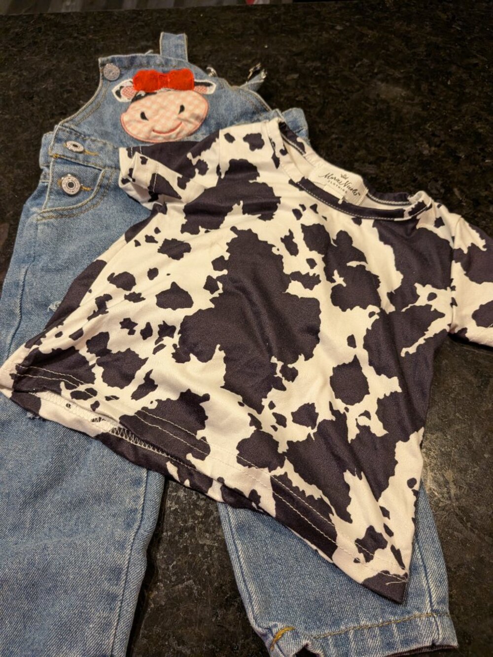 Cow Denim Overall and Shirt Set